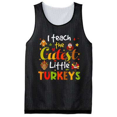 I Teach The Cutest Little Turkeys Pre K Teacher Thanksgiving Mesh Reversible Basketball Jersey Tank