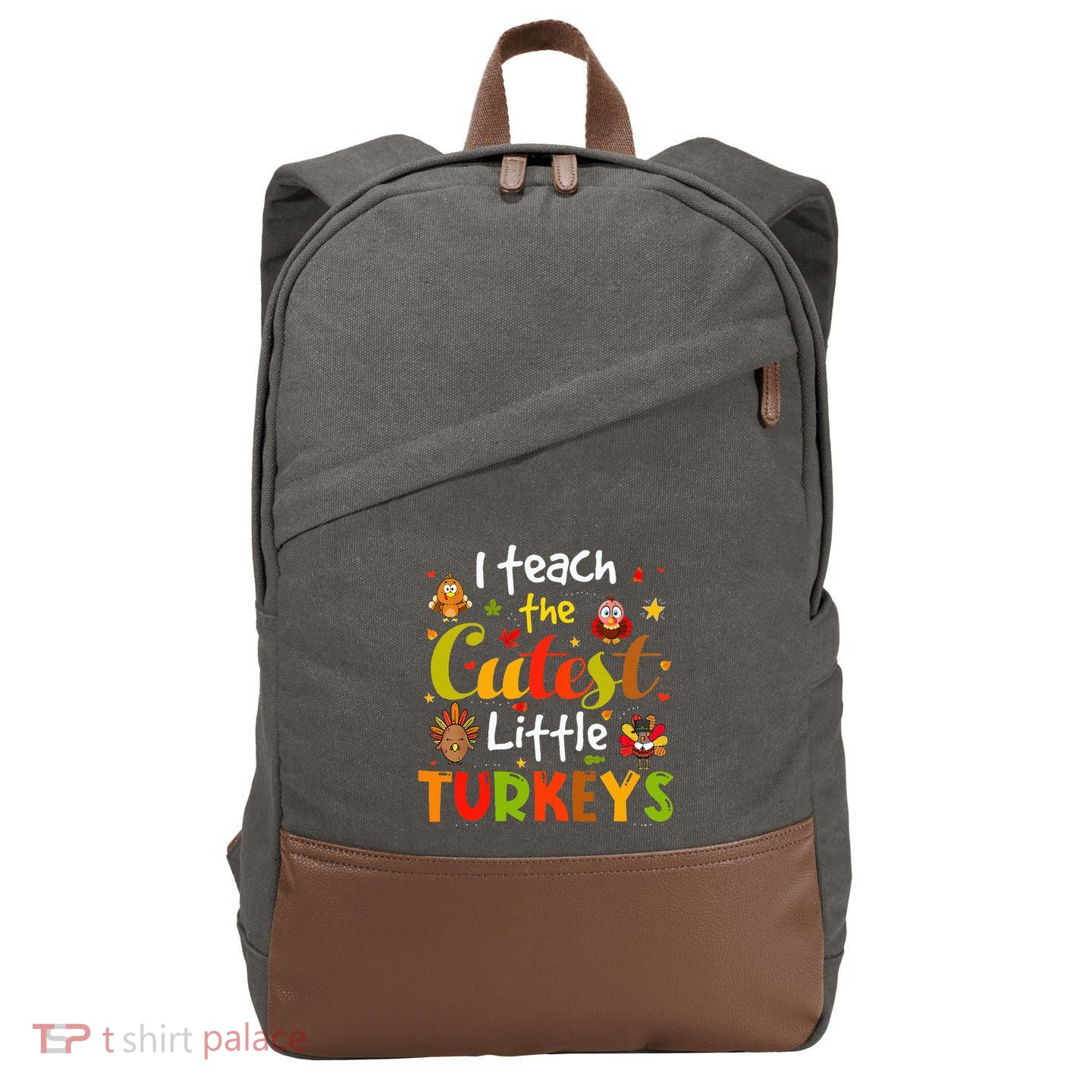 I Teach The Cutest Little Turkeys Pre K Teacher Thanksgiving Cotton Canvas Backpack
