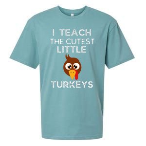 I Teach The Cutest Little Turkeys Teacher Thanksgiving Sueded Cloud Jersey T-Shirt