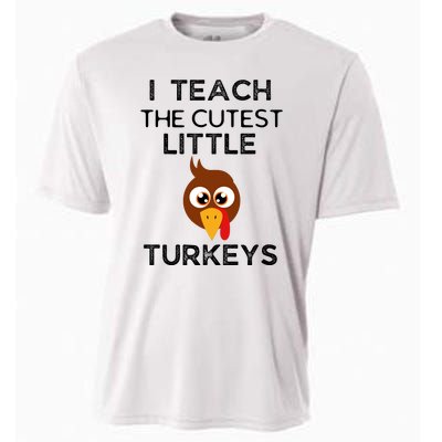 I Teach The Cutest Little Turkeys Teacher Thanksgiving Cooling Performance Crew T-Shirt