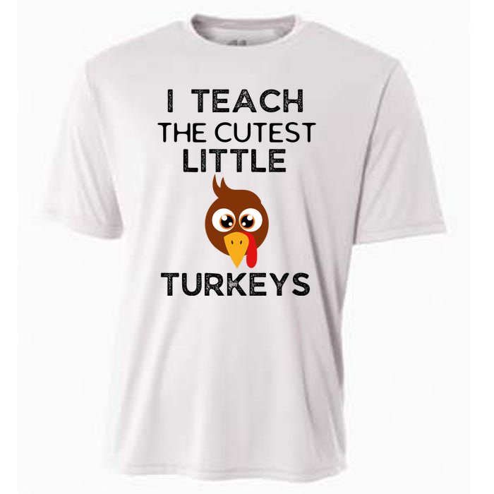 I Teach The Cutest Little Turkeys Teacher Thanksgiving Cooling Performance Crew T-Shirt