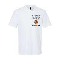 I Teach The Cutest Little Turkeys Teacher Thanksgiving Softstyle Adult Sport Polo