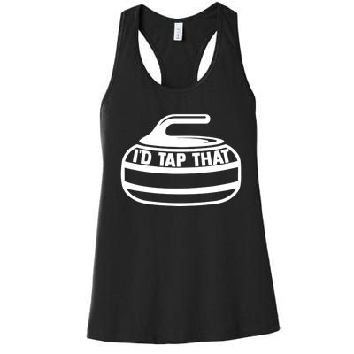 ID Tap That Curling Stone Ice Curling Curler Curling Game Great Gift Women's Racerback Tank