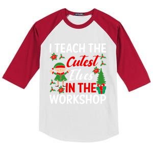 I Teach The Cutest In The Workshop Xmas Teaching Staff Cute Gift Kids Colorblock Raglan Jersey