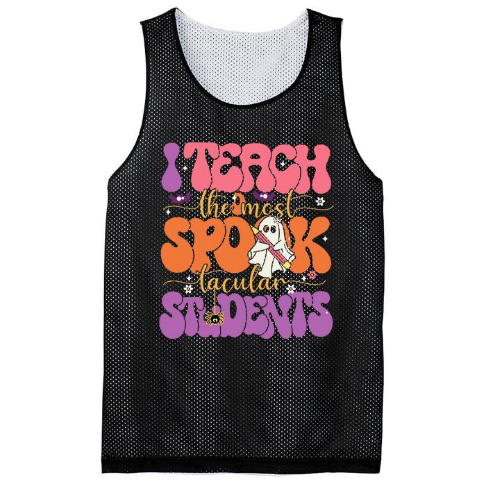 I Teach The Most Spooktacular Students Halloween Teacher Mesh Reversible Basketball Jersey Tank