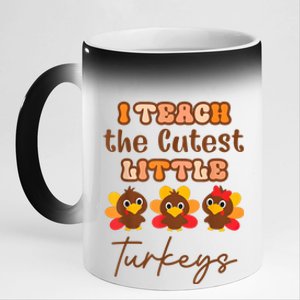 I Teach The Cutest Little Turkeys Teacher Thanksgiving 11oz Black Color Changing Mug