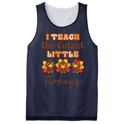 I Teach The Cutest Little Turkeys Teacher Thanksgiving Mesh Reversible Basketball Jersey Tank