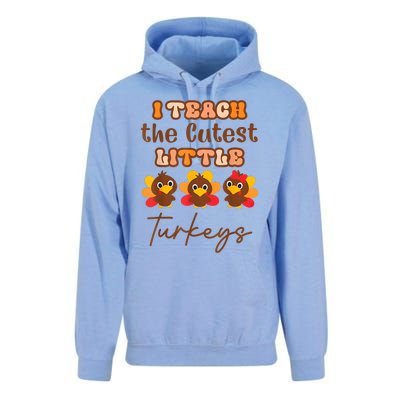 I Teach The Cutest Little Turkeys Teacher Thanksgiving Unisex Surf Hoodie