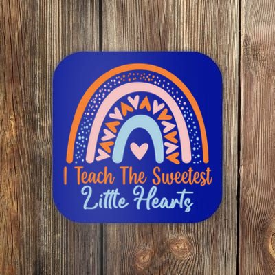 I Teach The Sweetest Hearts Rainbow Teacher Valentines Gift Coaster