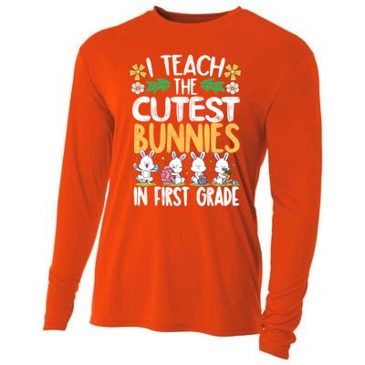 I Teach The Cutest Bunnies In 1St Grade Easter Teacher Life Gift Cooling Performance Long Sleeve Crew