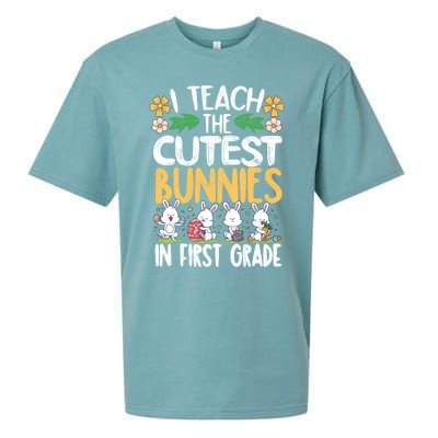 I Teach The Cutest Bunnies In 1St Grade Easter Teacher Life Gift Sueded Cloud Jersey T-Shirt