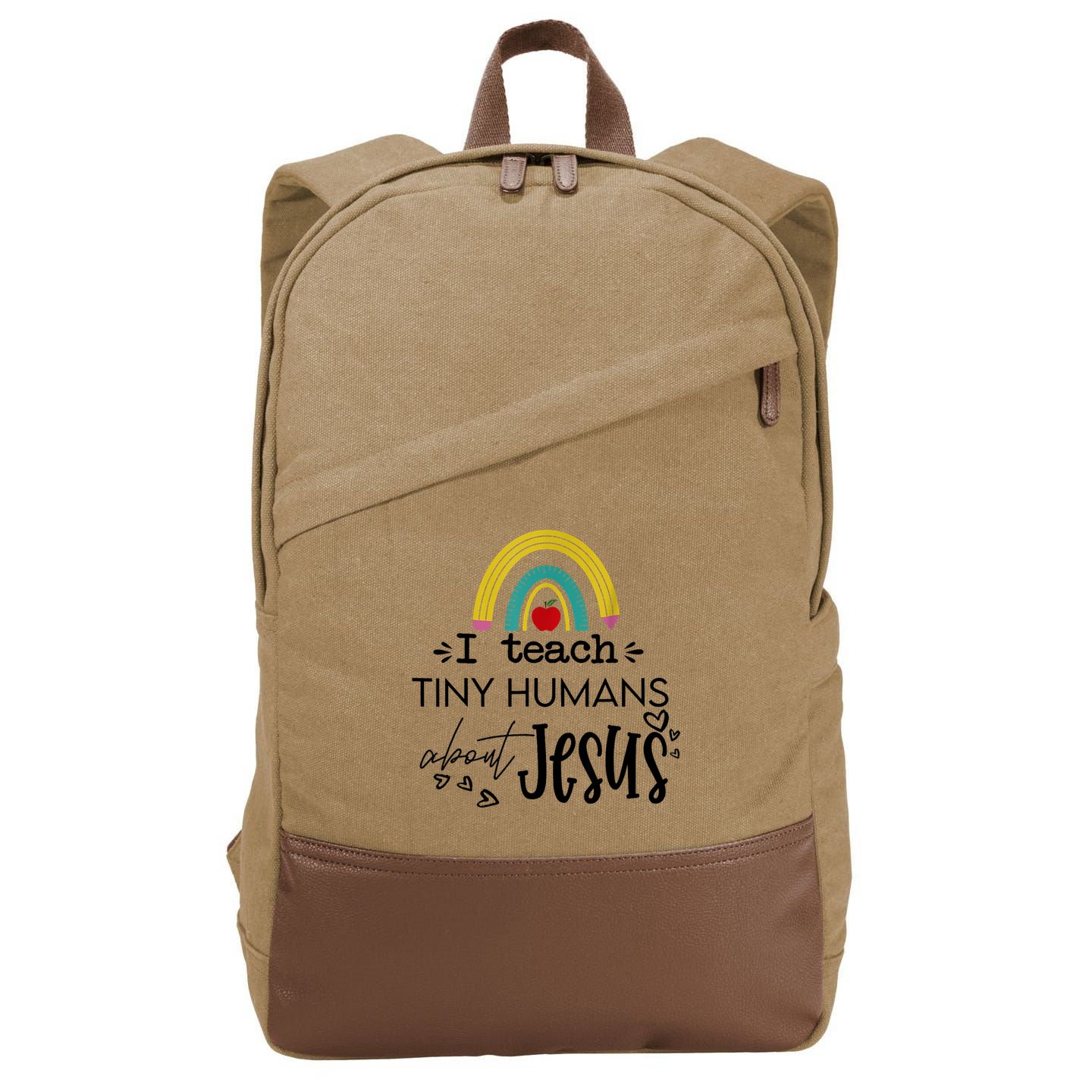 I Teach Tiny Humans About Jesus Sunday School Teacher Cotton Canvas Backpack