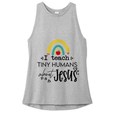 I Teach Tiny Humans About Jesus Sunday School Teacher Ladies PosiCharge Tri-Blend Wicking Tank