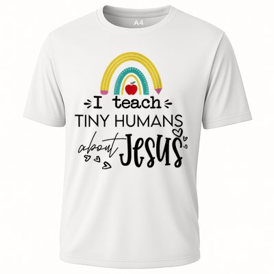 I Teach Tiny Humans About Jesus Sunday School Teacher Cooling Performance Crew T-Shirt