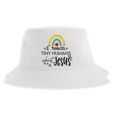 I Teach Tiny Humans About Jesus Sunday School Teacher Sustainable Bucket Hat