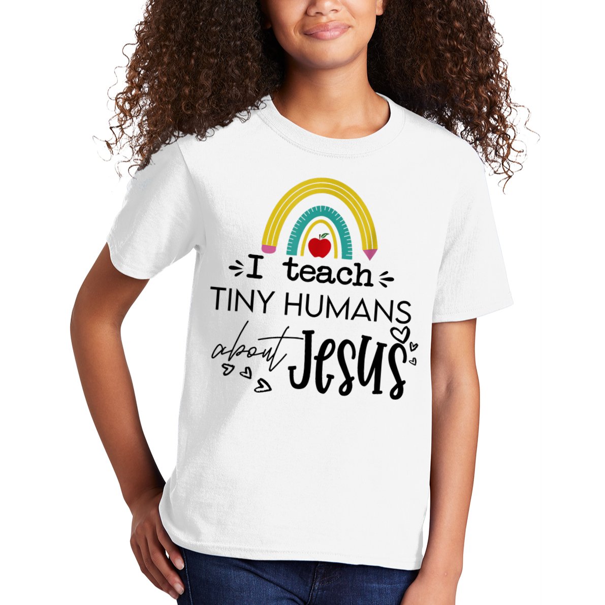 I Teach Tiny Humans About Jesus Sunday School Teacher Kids T-Shirt