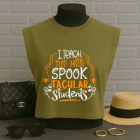 I Teach The Most Spooktacular Students Halloween Teacher Garment-Dyed Women's Muscle Tee