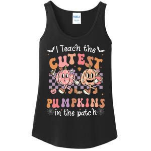 I Teach The Cutest Pumpkins In The Patch Retro Teacher Fall Ladies Essential Tank