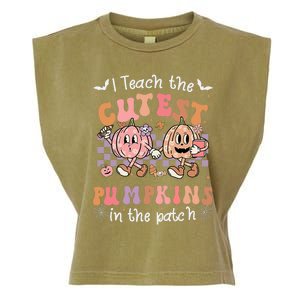 I Teach The Cutest Pumpkins In The Patch Retro Teacher Fall Garment-Dyed Women's Muscle Tee