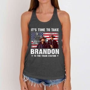 Its Time To Take Brandon To The Train Station Women's Knotted Racerback Tank