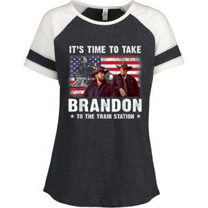 Its Time To Take Brandon To The Train Station Enza Ladies Jersey Colorblock Tee