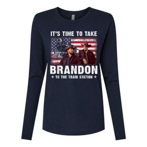 Its Time To Take Brandon To The Train Station Womens Cotton Relaxed Long Sleeve T-Shirt