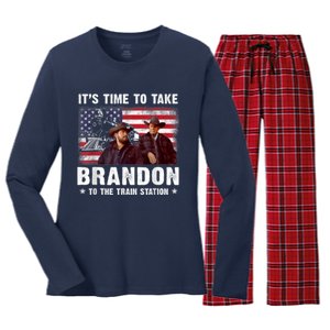 Its Time To Take Brandon To The Train Station Women's Long Sleeve Flannel Pajama Set 