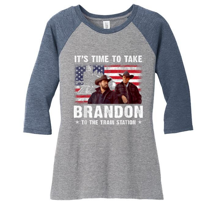 Its Time To Take Brandon To The Train Station Women's Tri-Blend 3/4-Sleeve Raglan Shirt