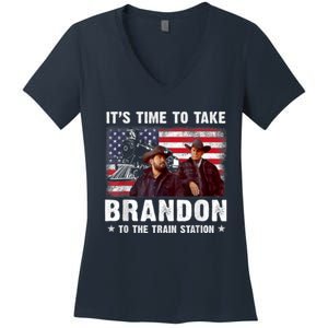 Its Time To Take Brandon To The Train Station Women's V-Neck T-Shirt