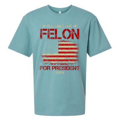 ILl Take The Felon For President 2024 Funny Pro Trump 2024 Sueded Cloud Jersey T-Shirt