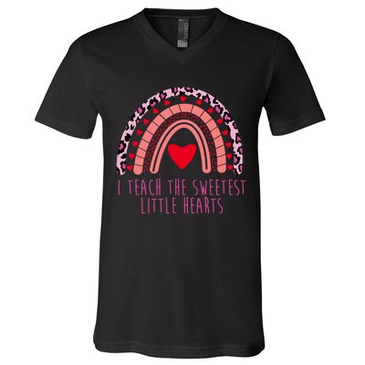 I Teach The Sweetest Little Hearts V-Neck T-Shirt