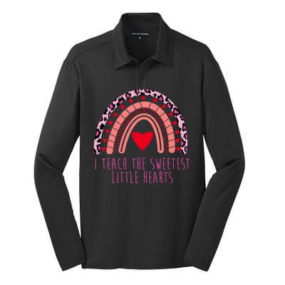 I Teach The Sweetest Little Hearts Silk Touch Performance Long Sleeve Polo