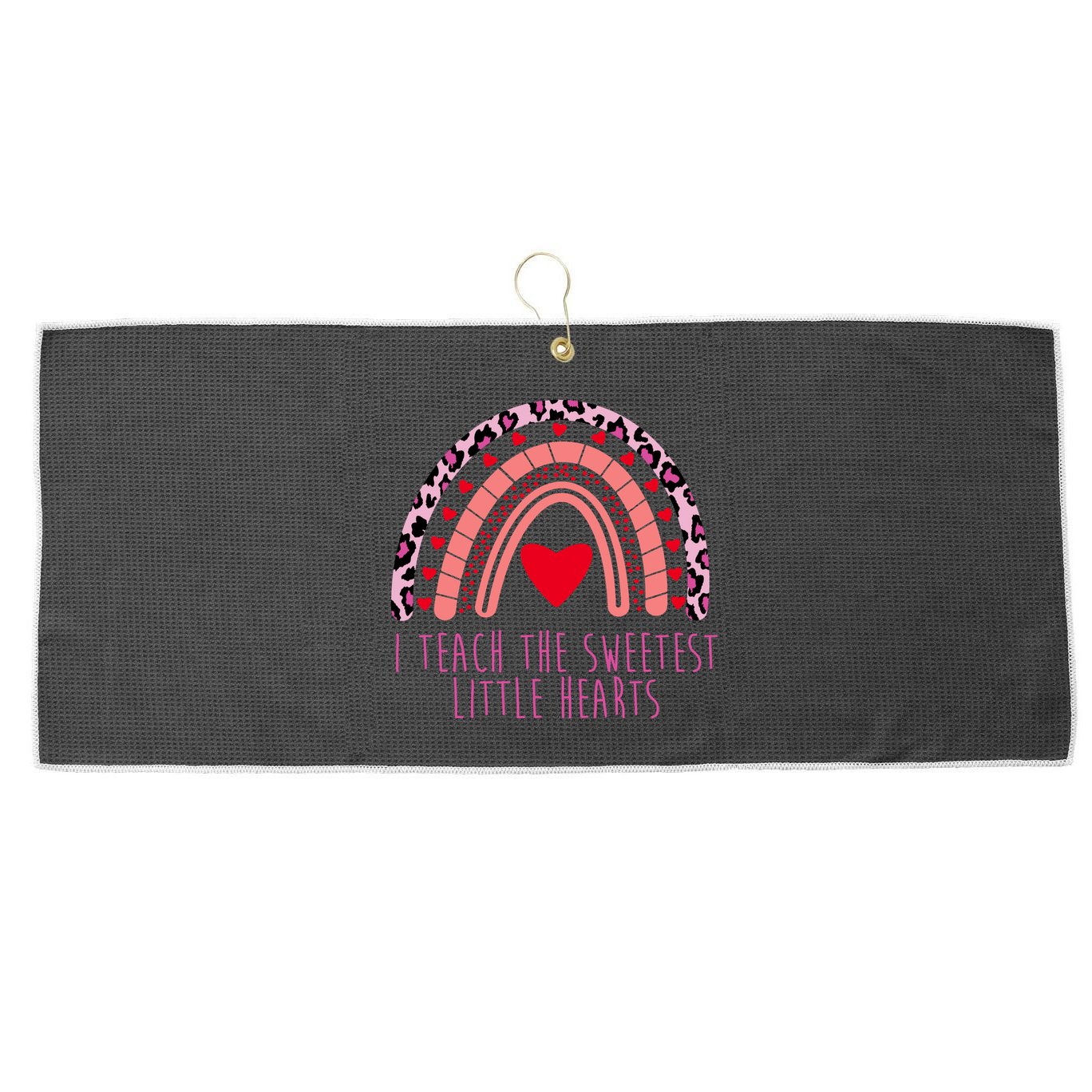 I Teach The Sweetest Little Hearts Large Microfiber Waffle Golf Towel