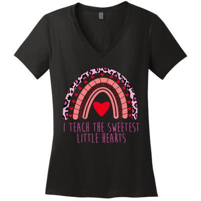 I Teach The Sweetest Little Hearts Women's V-Neck T-Shirt