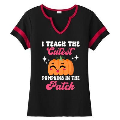 I Teach The Cutest Pumpkins In The Patch Teacher Gift Ladies Halftime Notch Neck Tee