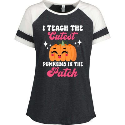 I Teach The Cutest Pumpkins In The Patch Teacher Gift Enza Ladies Jersey Colorblock Tee