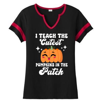 I Teach The Cutest Pumpkins In The Patch Teacher Gift Ladies Halftime Notch Neck Tee