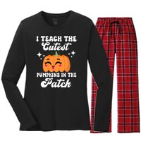 I Teach The Cutest Pumpkins In The Patch Teacher Gift Women's Long Sleeve Flannel Pajama Set 