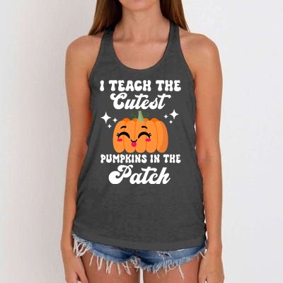 I Teach The Cutest Pumpkins In The Patch Teacher Gift Women's Knotted Racerback Tank