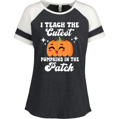 I Teach The Cutest Pumpkins In The Patch Teacher Gift Enza Ladies Jersey Colorblock Tee