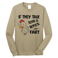 If They Talk Behind Your Back Fart Funny Meme Chicken Retro Long Sleeve Shirt