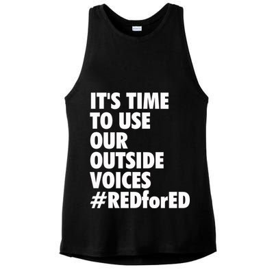 ItS Time To Use Our Outside Voice Red For Ed Ladies PosiCharge Tri-Blend Wicking Tank