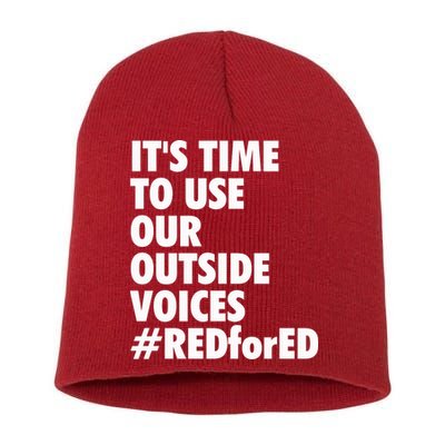 ItS Time To Use Our Outside Voice Red For Ed Short Acrylic Beanie