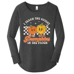 I Teach The Cutest Pumpkins In The Patch Retro Teacher Fall Women's Perfect Tri Tunic Long Sleeve Shirt