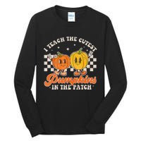 I Teach The Cutest Pumpkins In The Patch Retro Teacher Fall Tall Long Sleeve T-Shirt