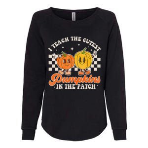 I Teach The Cutest Pumpkins In The Patch Retro Teacher Fall Womens California Wash Sweatshirt