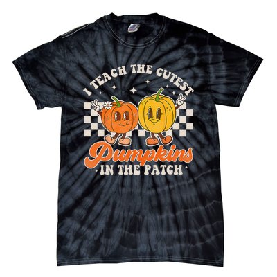 I Teach The Cutest Pumpkins In The Patch Retro Teacher Fall Tie-Dye T-Shirt