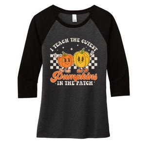 I Teach The Cutest Pumpkins In The Patch Retro Teacher Fall Women's Tri-Blend 3/4-Sleeve Raglan Shirt