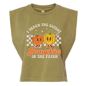 I Teach The Cutest Pumpkins In The Patch Retro Teacher Fall Garment-Dyed Women's Muscle Tee