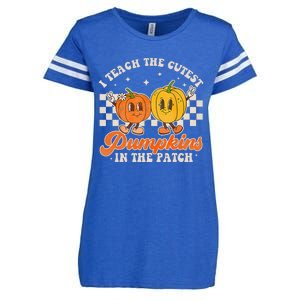 I Teach The Cutest Pumpkins In The Patch Retro Teacher Fall Enza Ladies Jersey Football T-Shirt